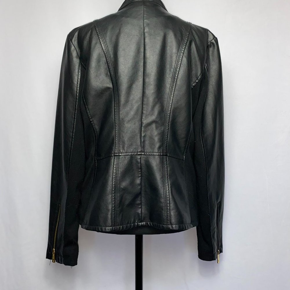 Kenneth Cole Reaction Black Faux Leather Jacket Size L - Picture 6 of 8